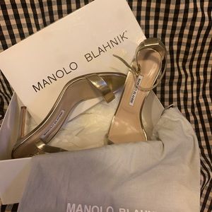 Manolo Blahnik gold sandals